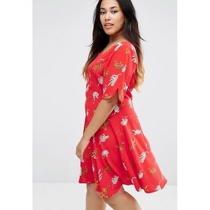 ASOS red tiger and leopard print skater dress